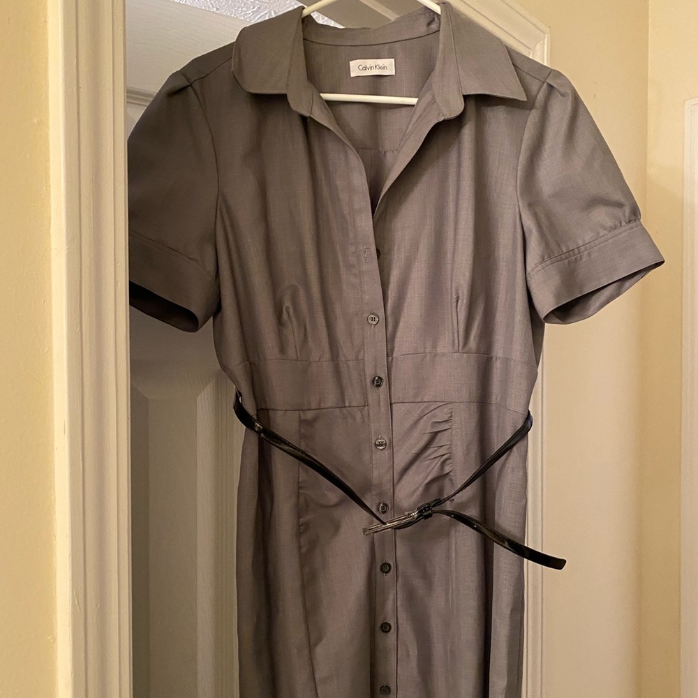 Gray Calvin Klein button down dress
